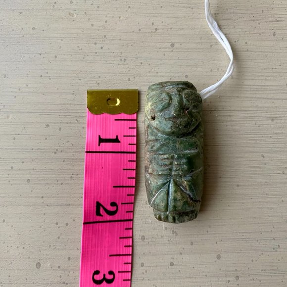 Vintage Handcarved Green Stone Talisman Pendant - Picture 11 of 13